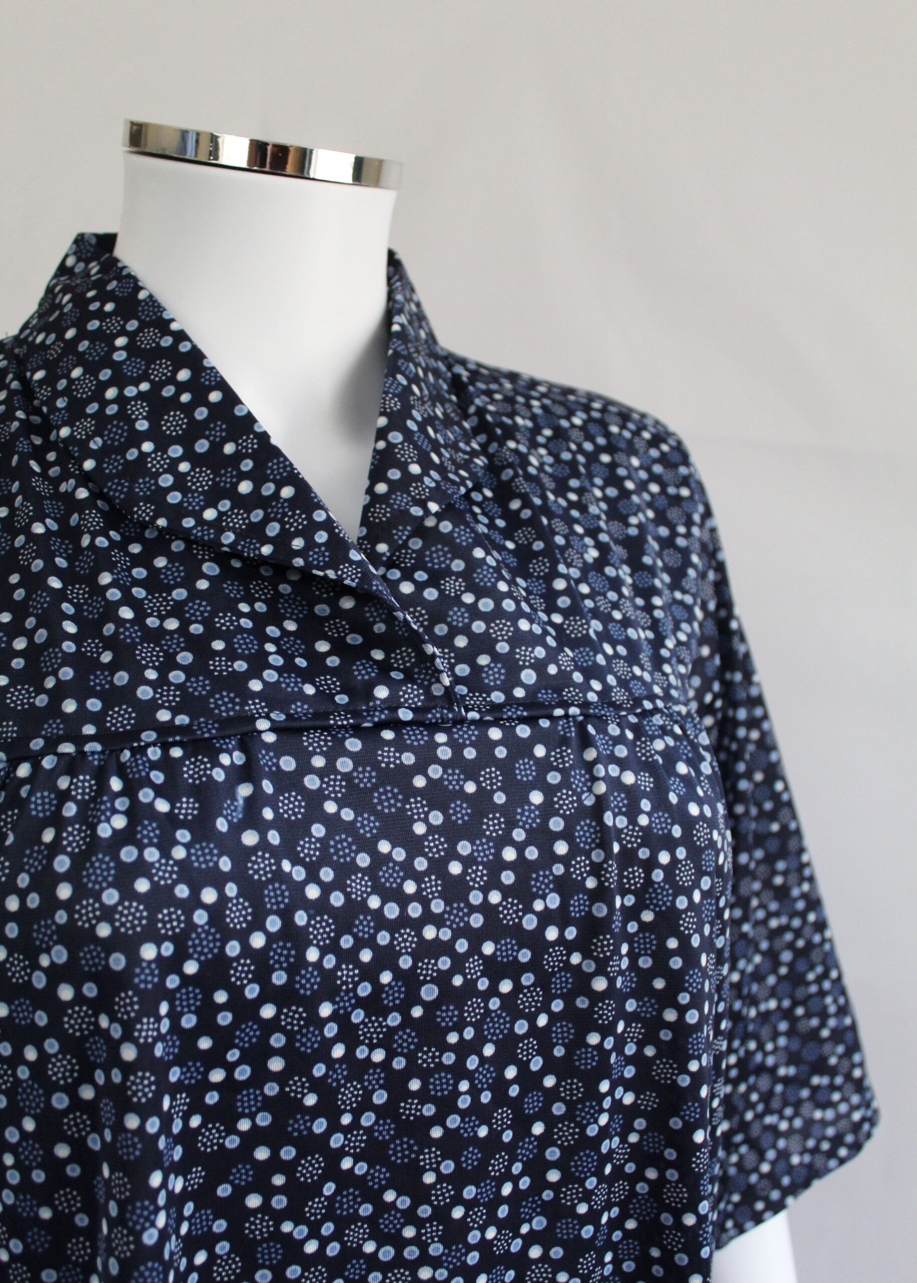 Kimberley Petal Back Short Sleeve Blouse - Navy Dot - VAT relief