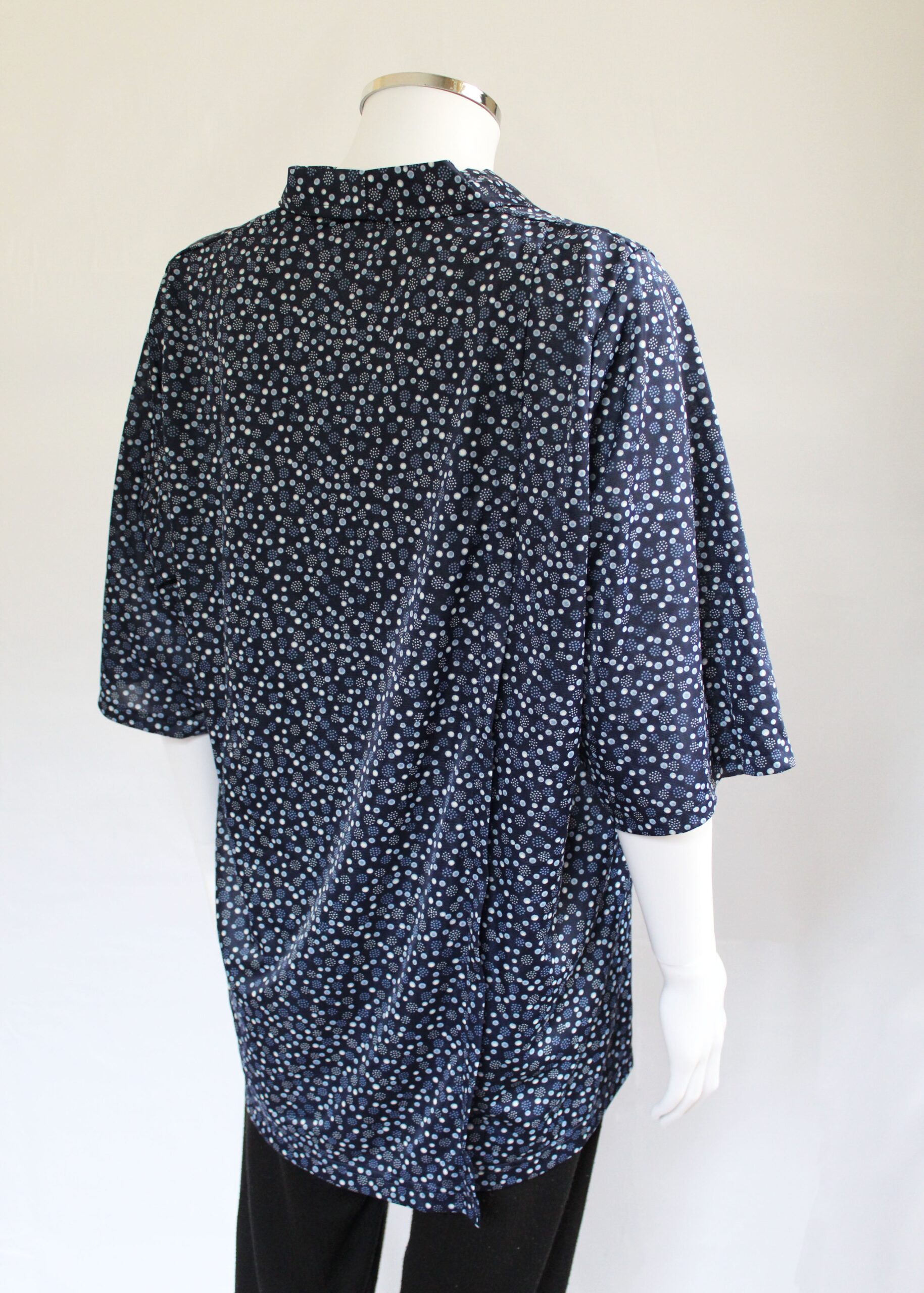 Kimberley Petal Back Short Sleeve Blouse - Navy Dot - VAT relief