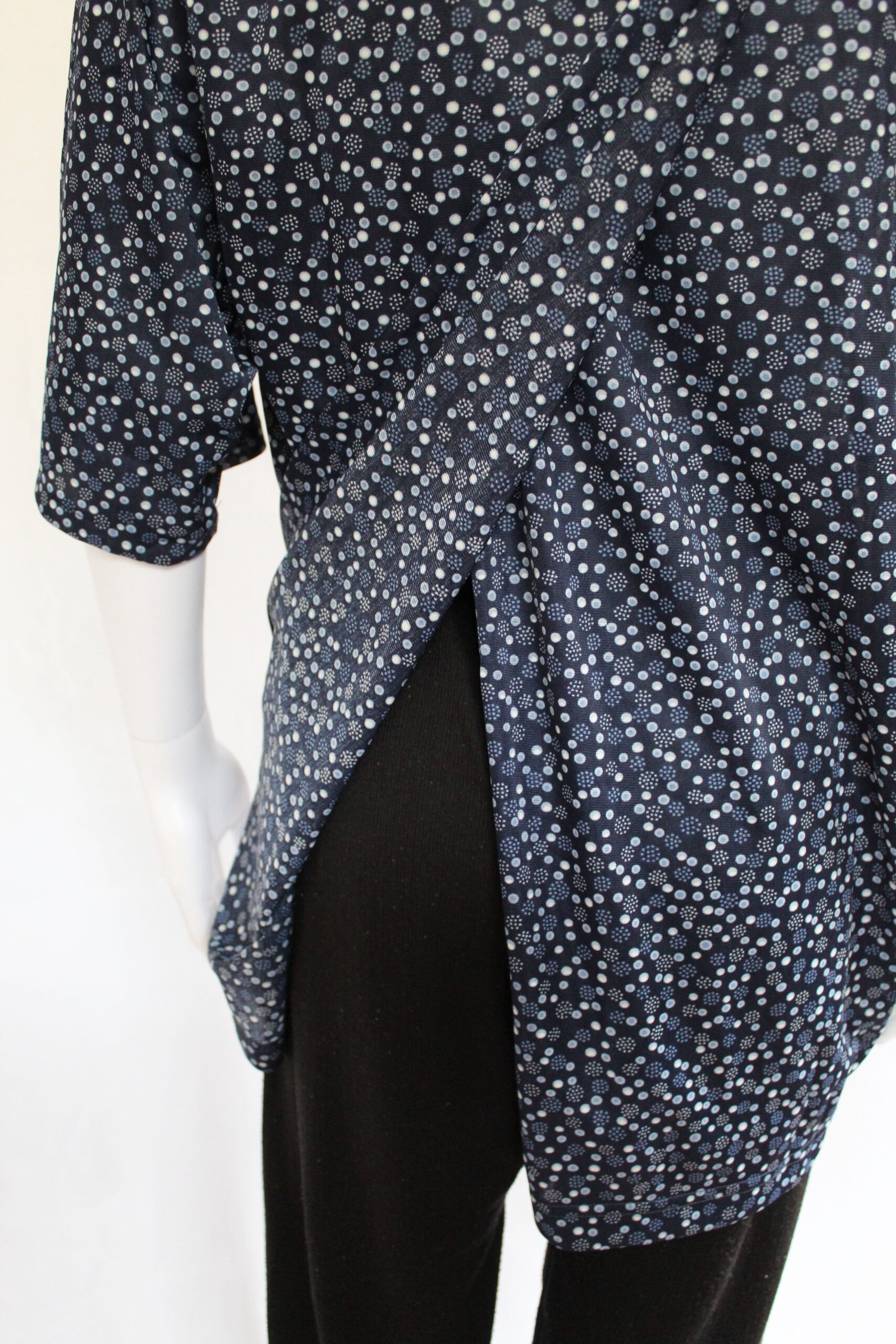 Kimberley Petal Back Short Sleeve Blouse - Navy Dot - VAT relief