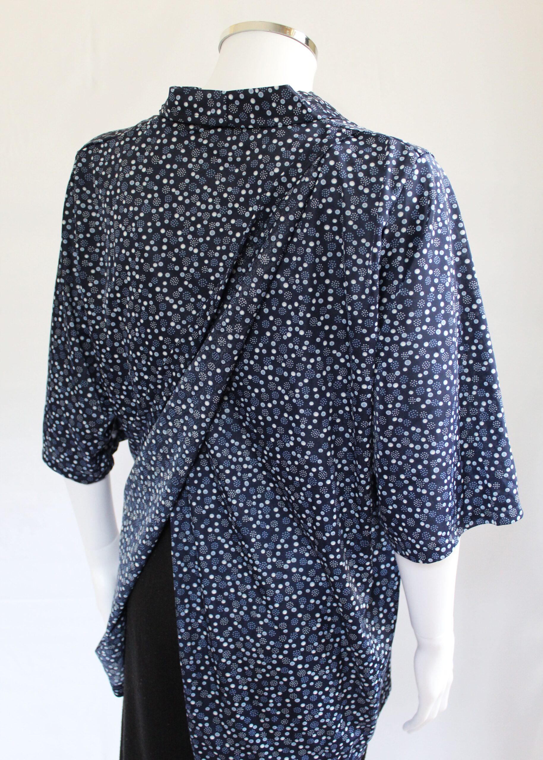 Kimberley Petal Back Short Sleeve Blouse - Navy Dot - VAT relief