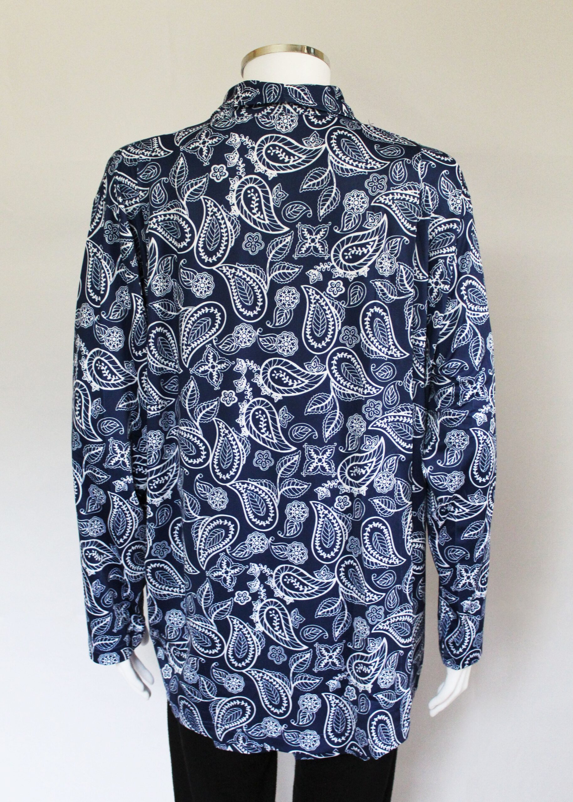 Pippa Petal Back Long Sleeve Blouse - Navy Leaf VAT relief