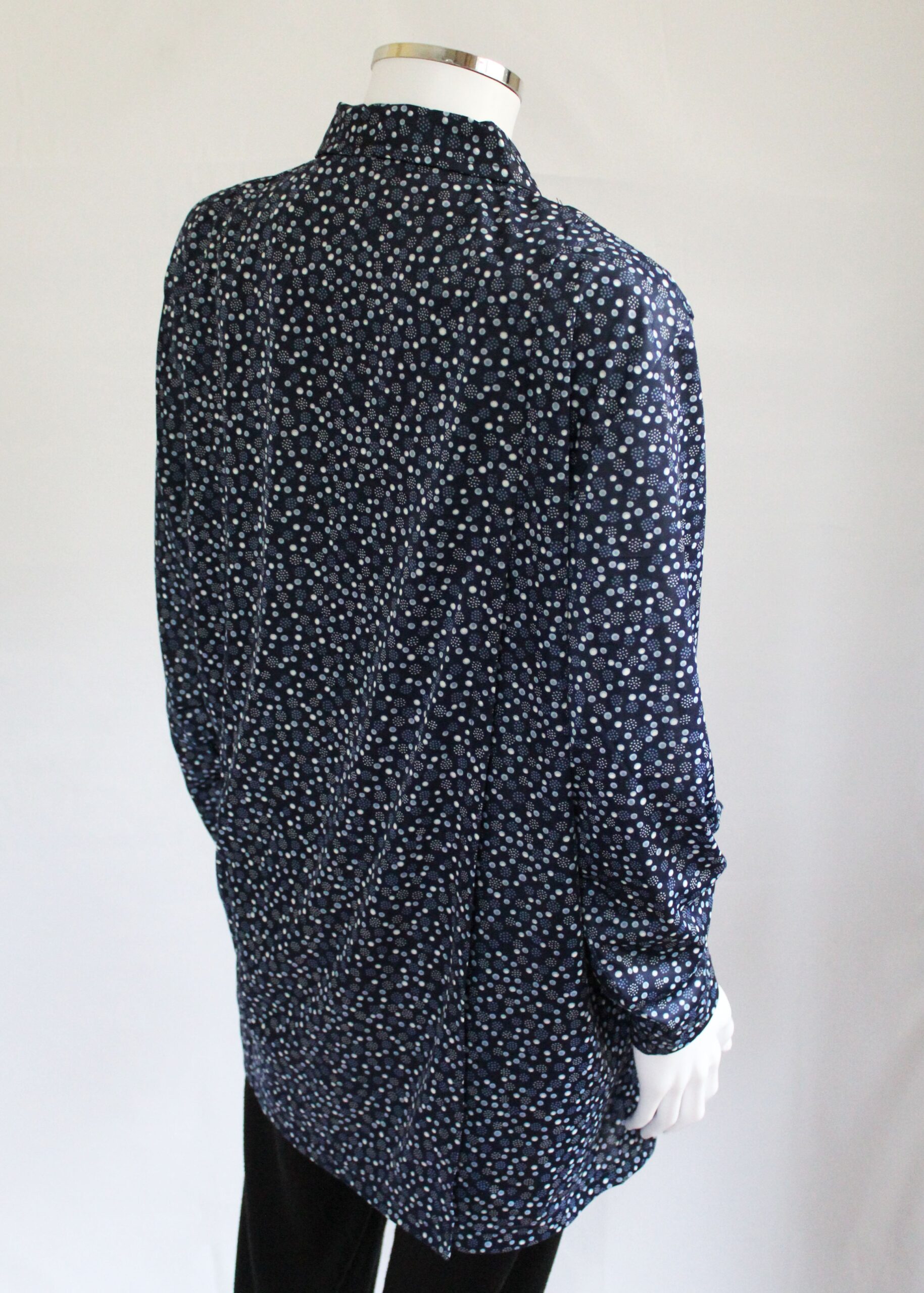 Kimberley Petal Back Long Sleeve Blouse - Navy Dot VAT Relief