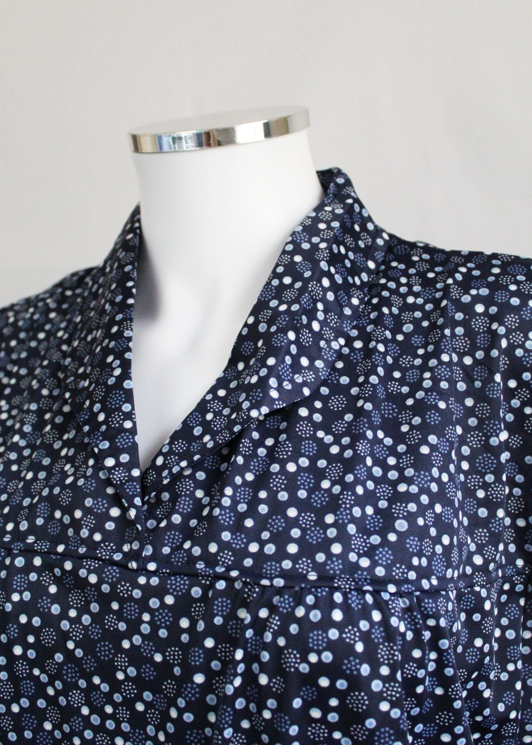 Kimberley Petal Back Long Sleeve Blouse - Navy Dot VAT Relief