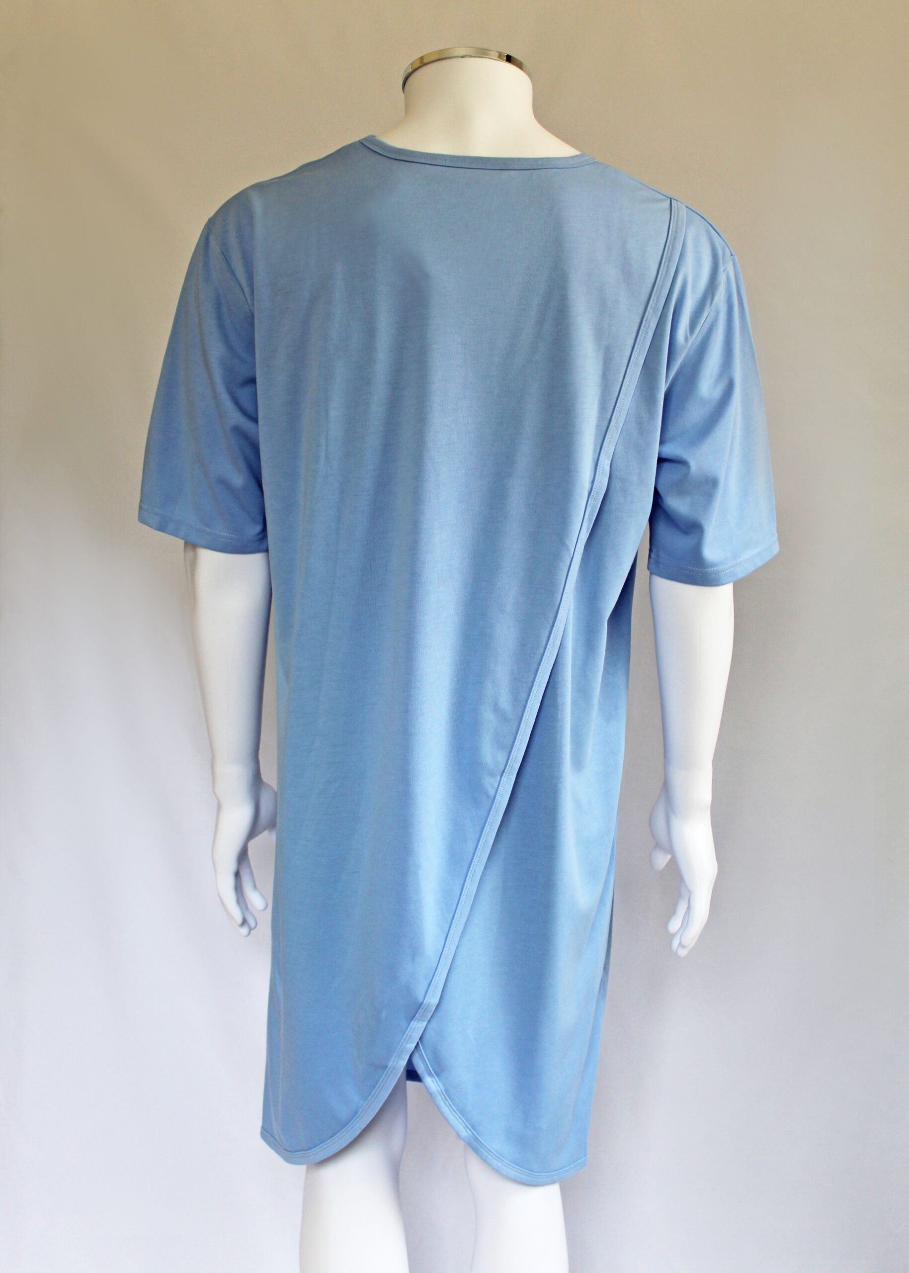 Petal Back Open Back Nightshirt Short Sleeve - Light Blue