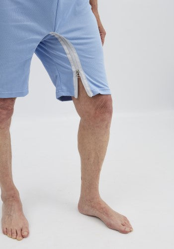 Mens Short All-in-One Pyjamas with Shoulder to Knee Side Zip VAT Relief