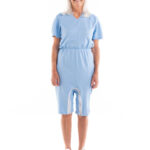 Ladies Short All-in-One Pyjamas with Shoulder to Knee Side Zip VAT Relief