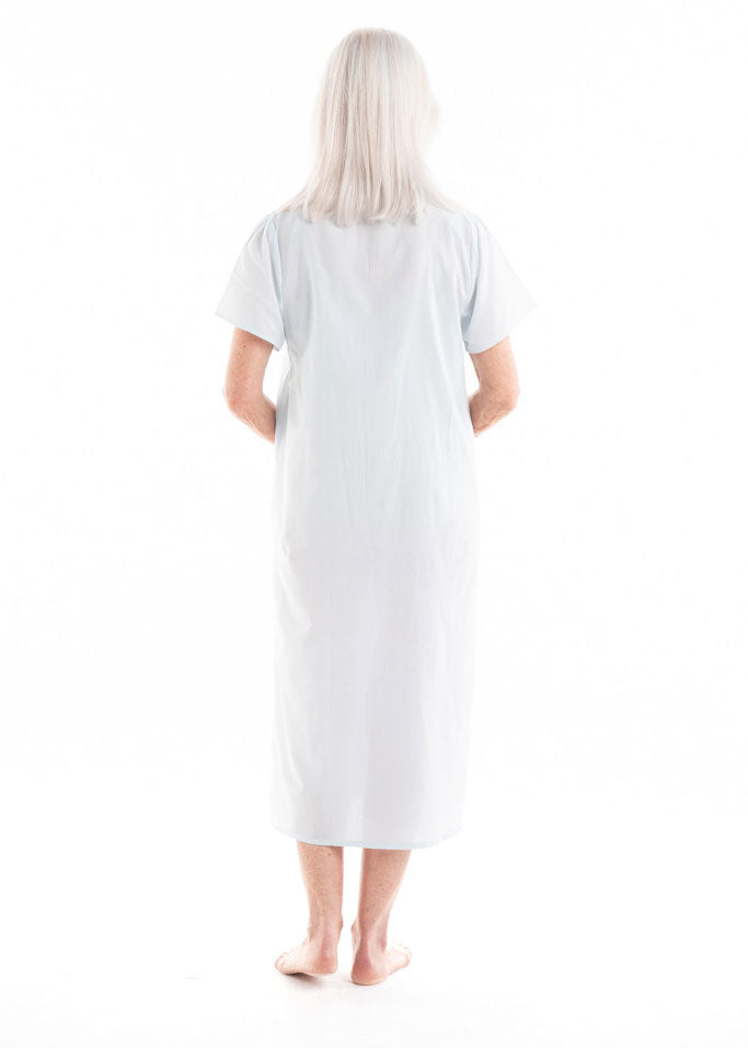 Clara Short Sleeve Embroidered Polycotton Nightie with Velcro VAT Relief