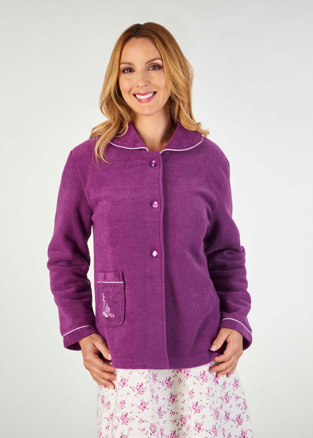 Women's Boucle Fleece Bed Jacket (choice of 3 colours) - Samantha