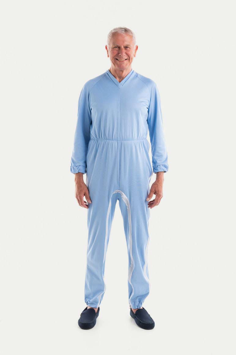 Mens All-in-one Pyjamas with Shoulder to Ankle Zip