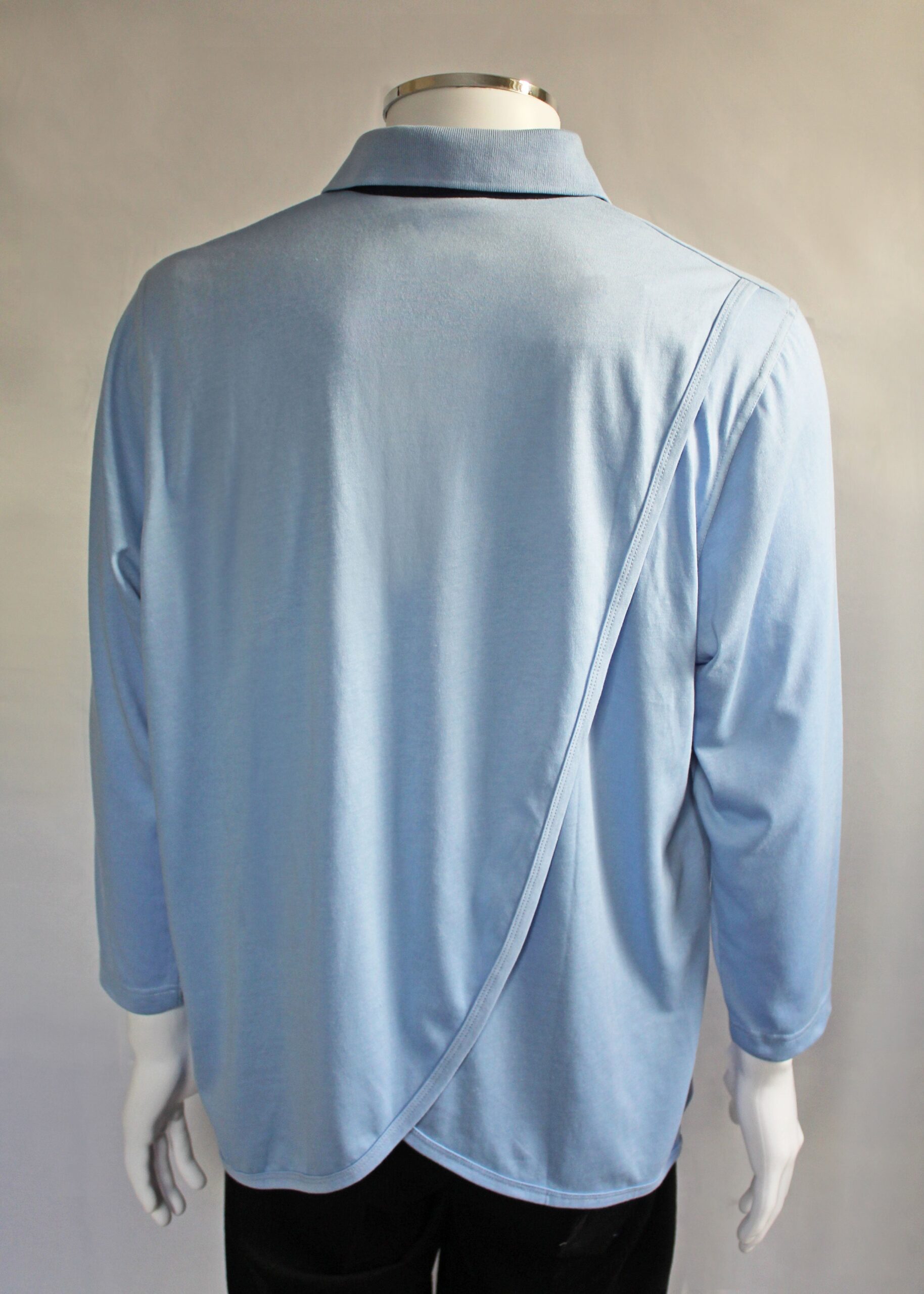 Petal Back Men's Long Sleeve Open Back Polo Shirt VAT Relief