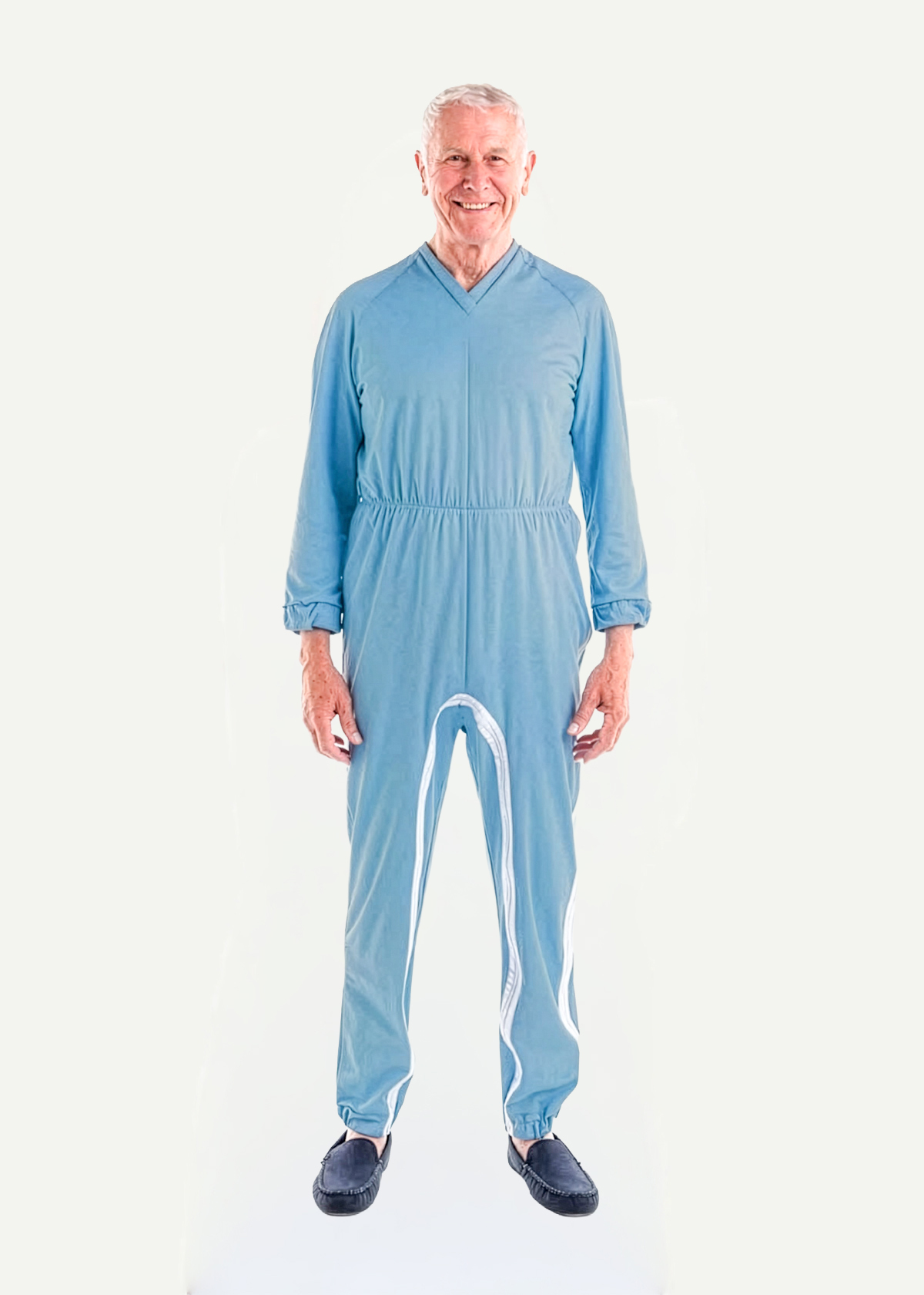 Mens All-in-one Pyjamas with Shoulder to Ankle Zip