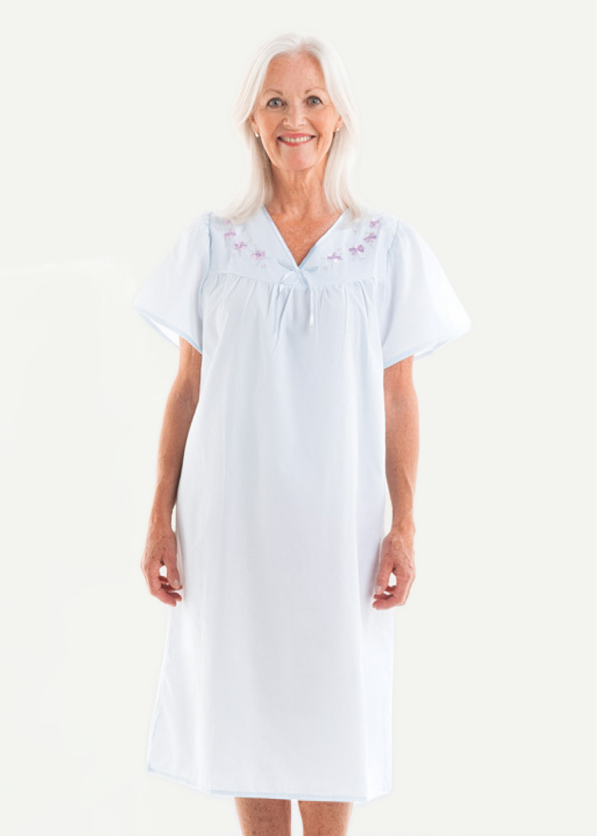 Women's Embroidered Open Back Nightie - Eleni
