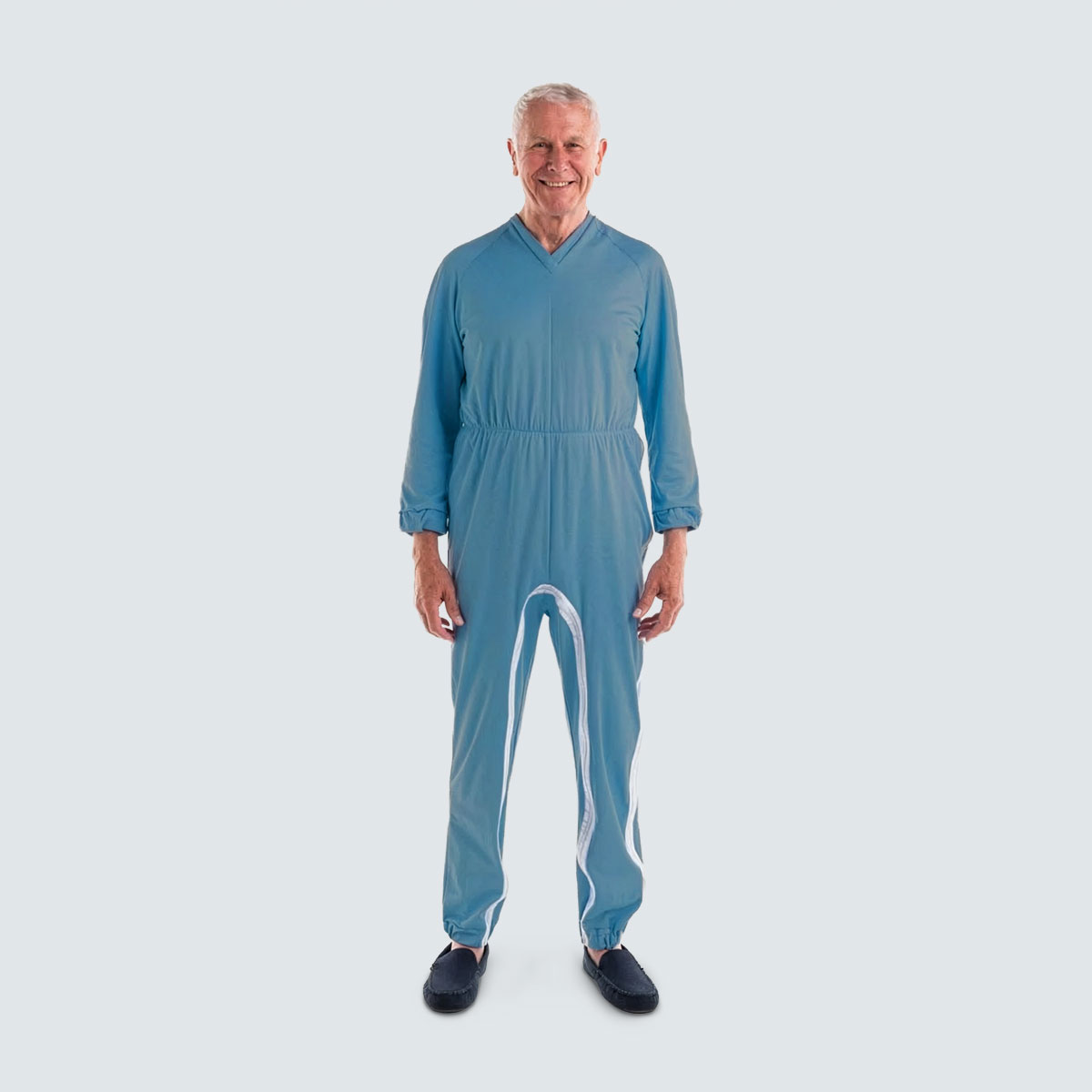 Mens All-in-one Pyjamas with Shoulder to Ankle Zip