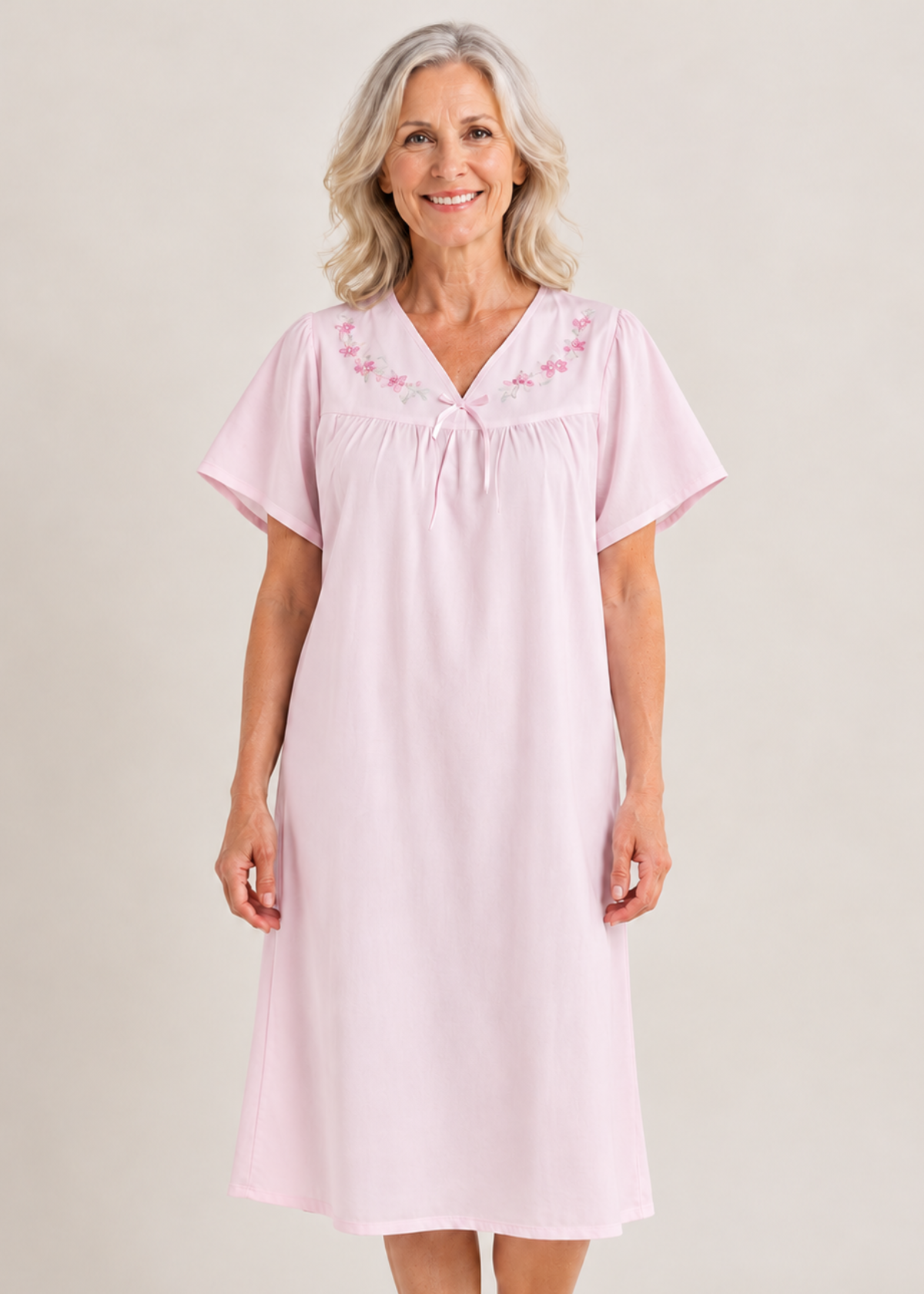 Women's Embroidered Open Back Nightie - Eleni